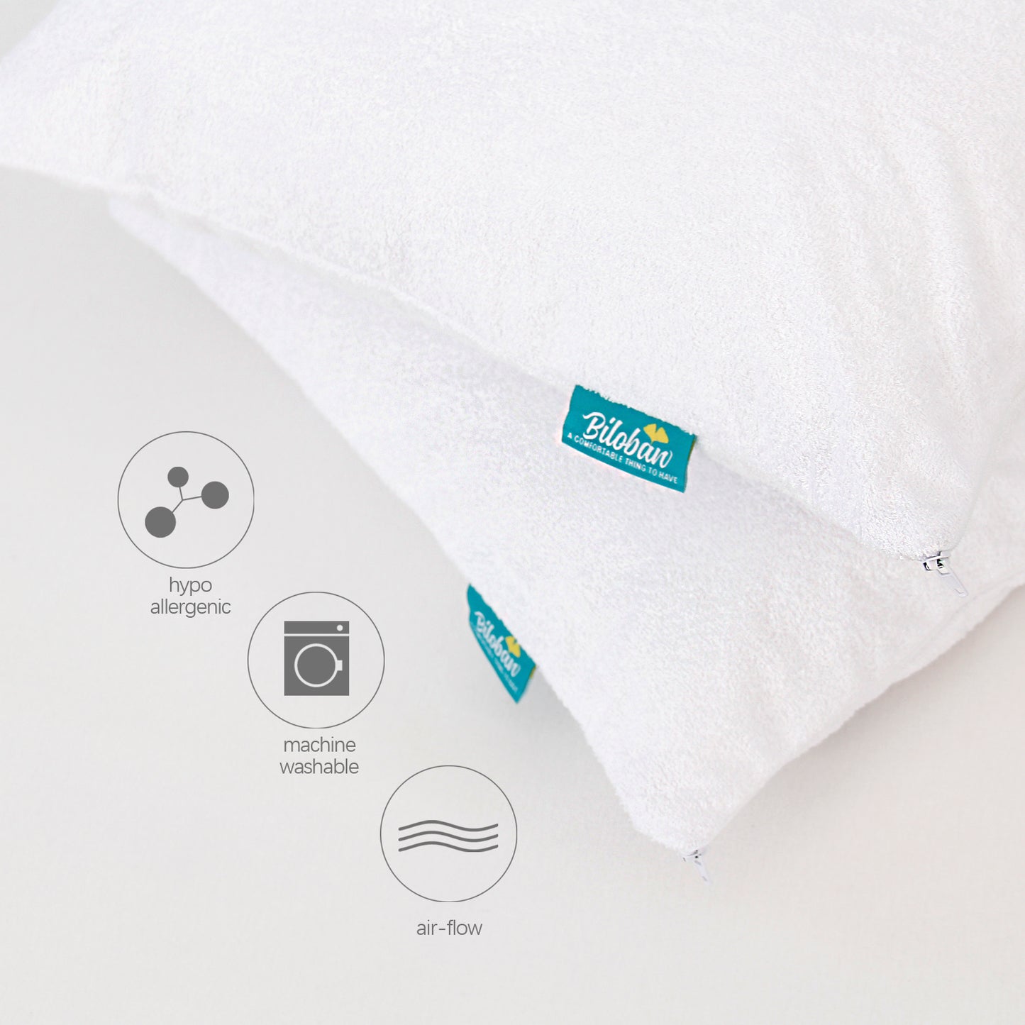 Toddler Pillowcase- 2 Pack, Waterproof, Bamboo Terry Surface, White - Biloban Online Store