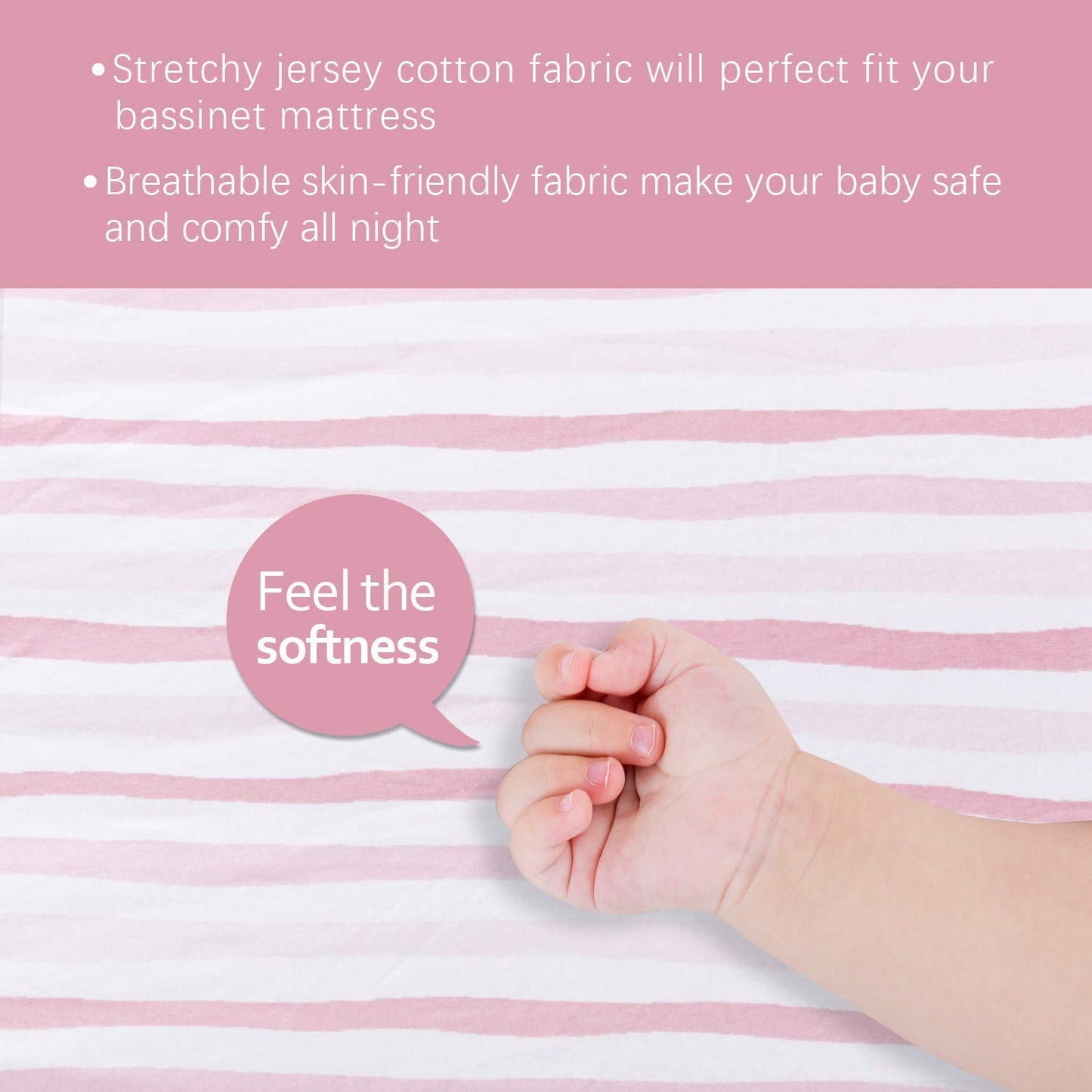 Bassinet Fitted Sheets for Baby Girls - 2 Pack, Cotton - Biloban Online Store