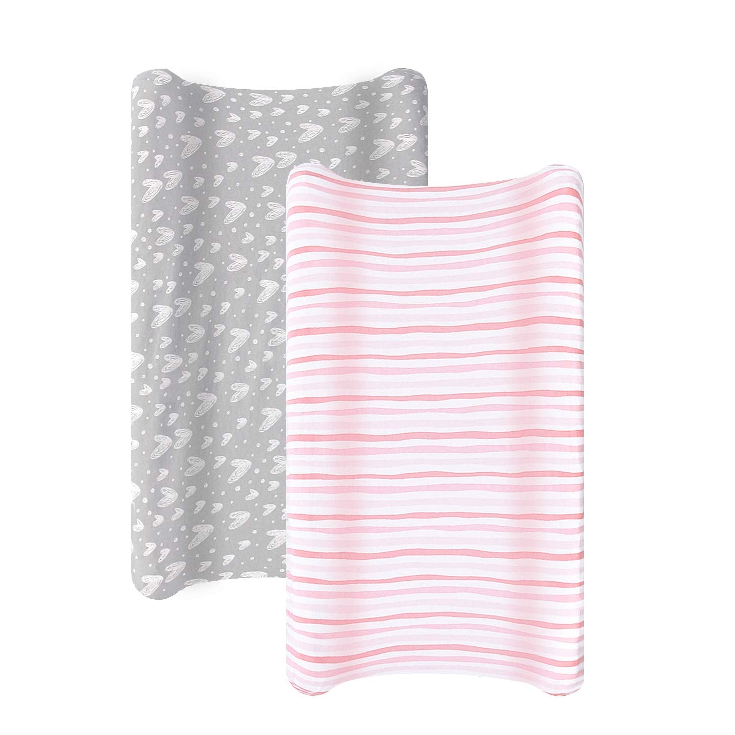 Changing Pad Cover - 2 Pack, 100% Jersey Knit Cotton,  Gray & Pink - Biloban Online Store