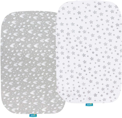 Bassinet Fitted Sheets Compatible with 4moms Breeze Plus Bassinet, 2 Pack, Cotton