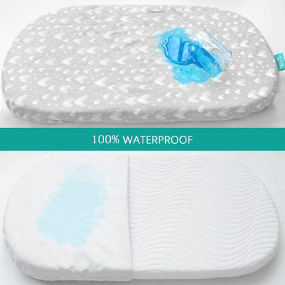 Waterproof Bassinet Sheets  17" x 32" - 2 Pack, 100% Organic Cotton - Biloban Online Store