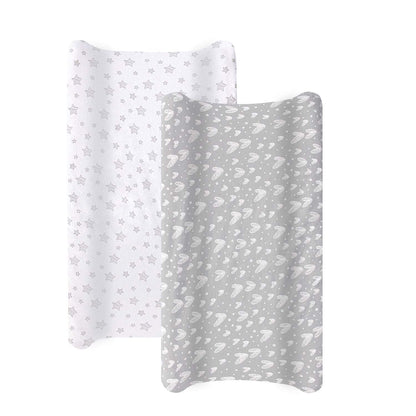 Changing Pad Cover - 2 Pack, Ultra Soft 100% Jersey Knit Cotton, White& Gray - Biloban Online Store