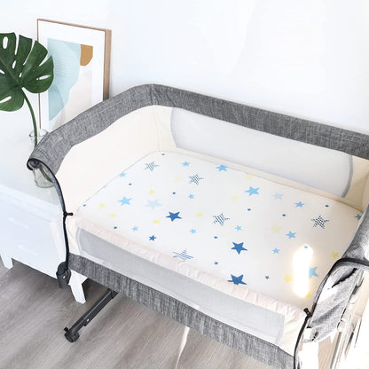 Muslin Bassinet Sheets, 2 Pack, Compatible with Mika Micky, Baby Delight, Dream on me, Maxi COSI and Other Rectangle Bassinet Mattress, Star& Fox
