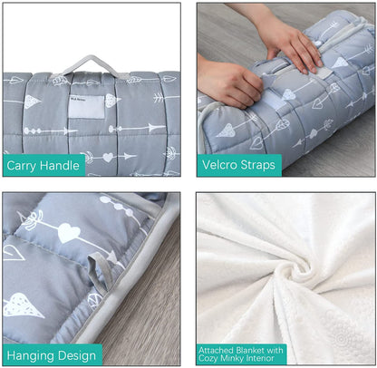 Toddler Nap Mat - Convenient, Portable, A Carry Handle, Perfect for Daycare, Grey Arrow Pattern