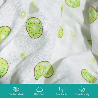 Muslin Bassinet Sheets, 2 Pack, Compatible with Mika Micky, Baby Delight, Dream on me, Maxi COSI and Other Rectangle Bassinet Mattress, Star& Kiwi fruit