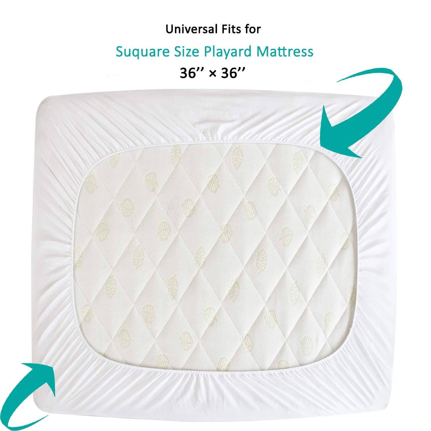 summer infant playard mattress Square Pack N Play Mattress Pad Cover, 36'' x 36'', Perfect Fit Graco Pack 'n Play TotBloc & Joovy Room2 & Delta Children 36 x 36 Playard, Waterproof