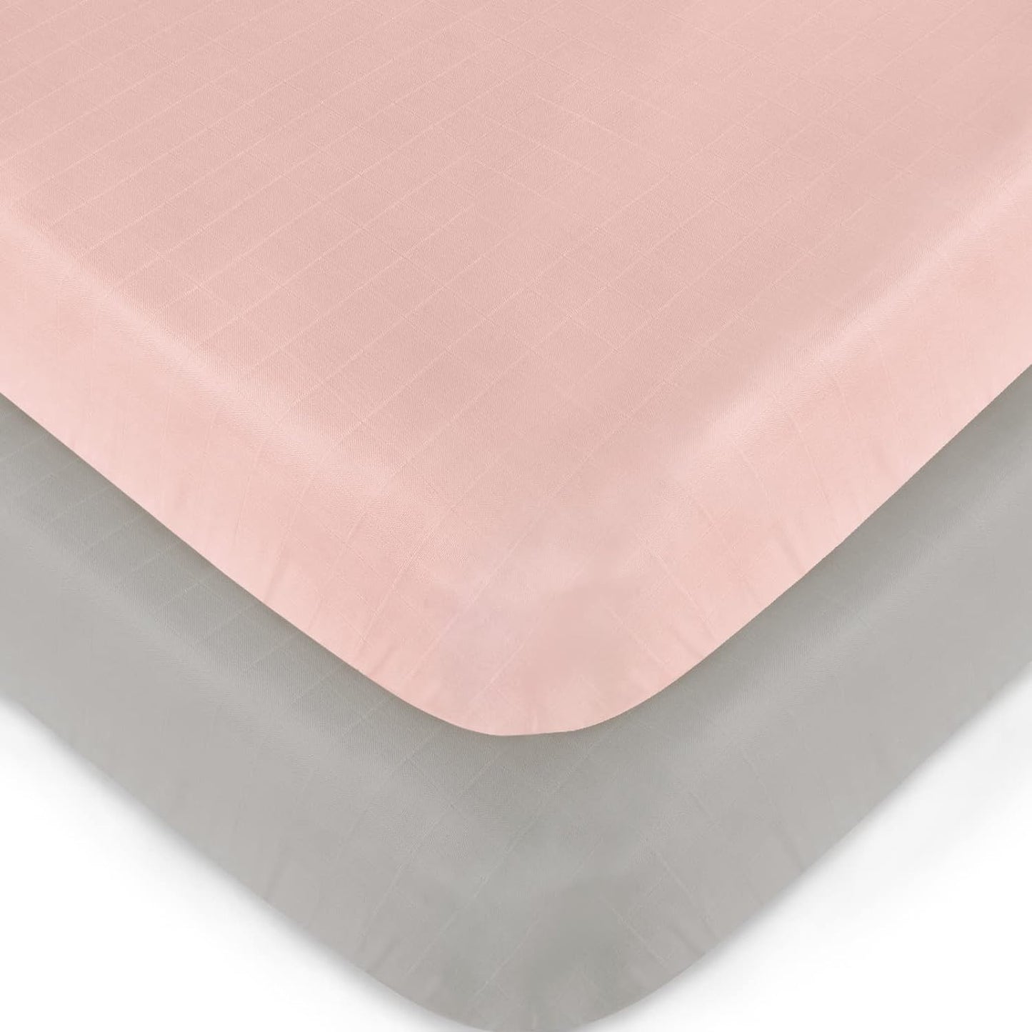 Crib Sheets - 2 Pack, Muslin ( for Standard Crib 52"x28" ), Pink& Gray