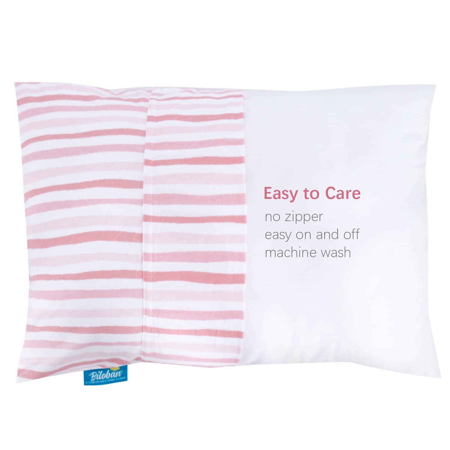 Toddler Pillowcase- 2 Pack, Ultra Soft 100% Jersey Cotton, Envelope Style, Heart Print, Pink - Biloban Online Store