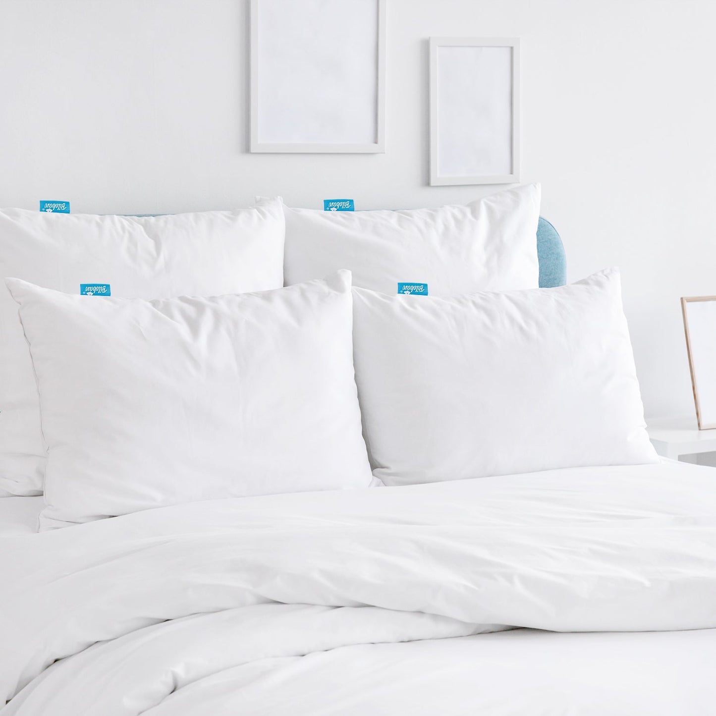4 Pack Pillow Protectors - Polyester Knitted Fabric, Zippered,100% Waterproof, White - Biloban Online Store
