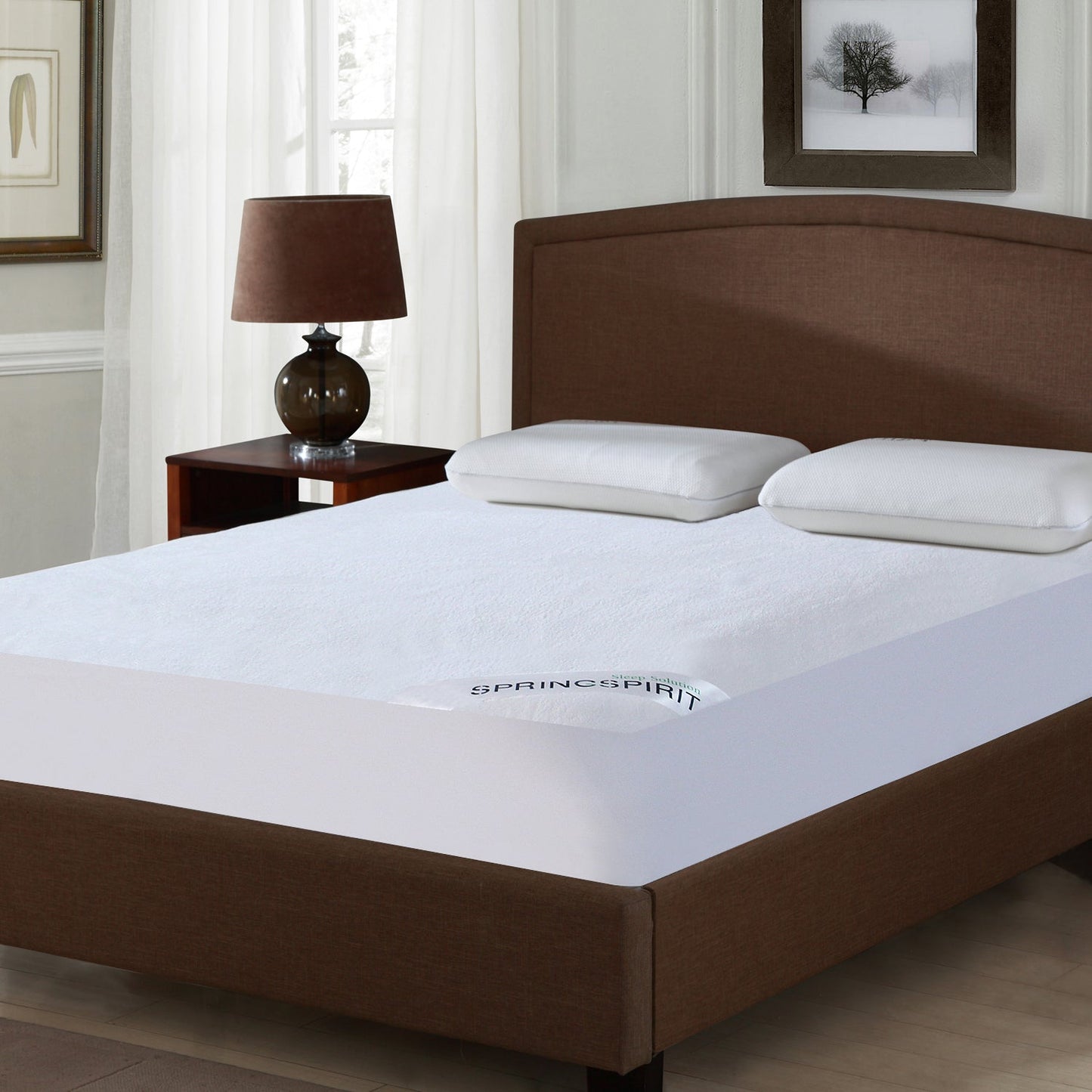 SPRINGSPIRIT Waterproof Mattress Protector Cotton, Ultra Soft and Breathable Cotton Mattress Pad Cover Fitted up to 14'' Depth Pocket - Biloban Online Store