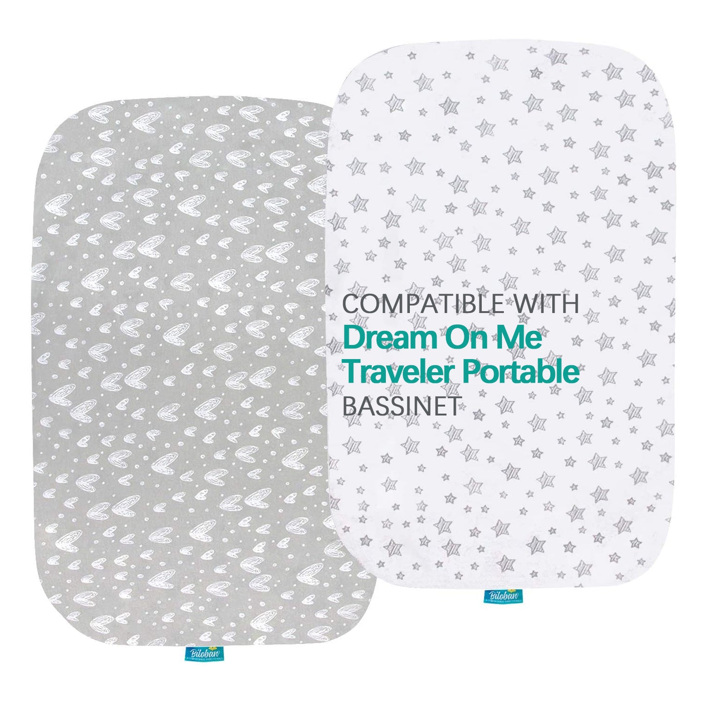 Bassinet Fitted Sheets Compatible with Dream On Me Traveler Portable Bassinet- 2 Pack, Cotton