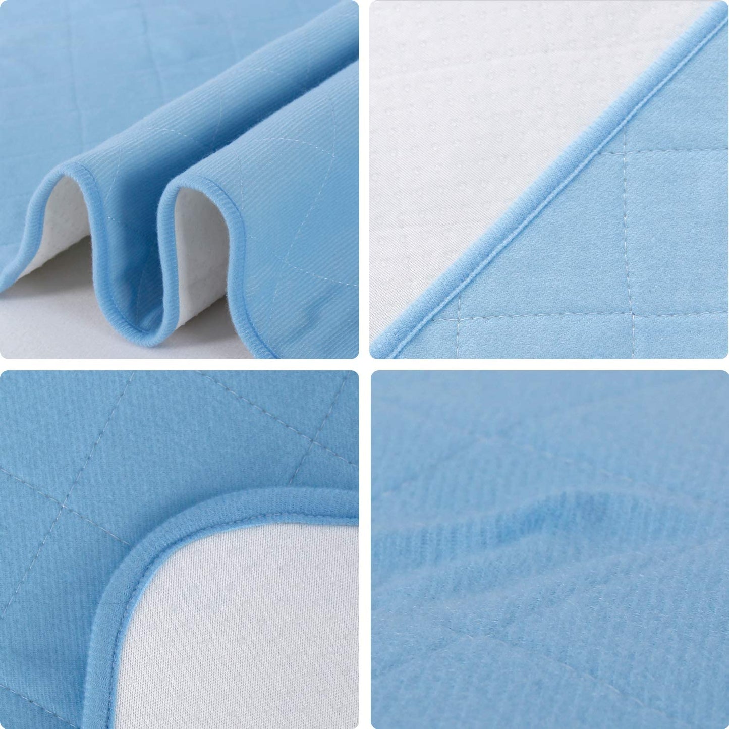 Washable Bed Pads for Incontinence 2 Pack  Blue- 34'' x 52'', Reusable, Waterproof ,Non-Slip Back - Biloban Online Store