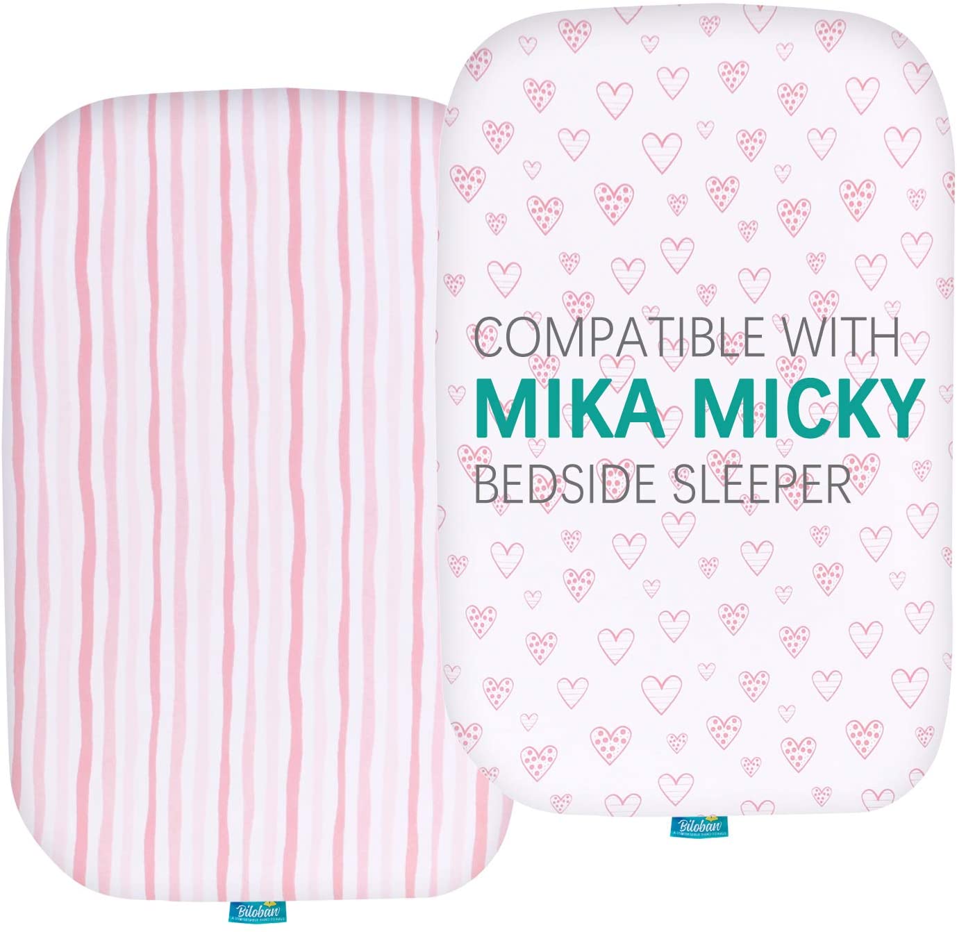 Bassinet Fitted Sheets Compatible with Mika Micky Bedside Sleeper - 2 Pack Cotton - Biloban Online Store